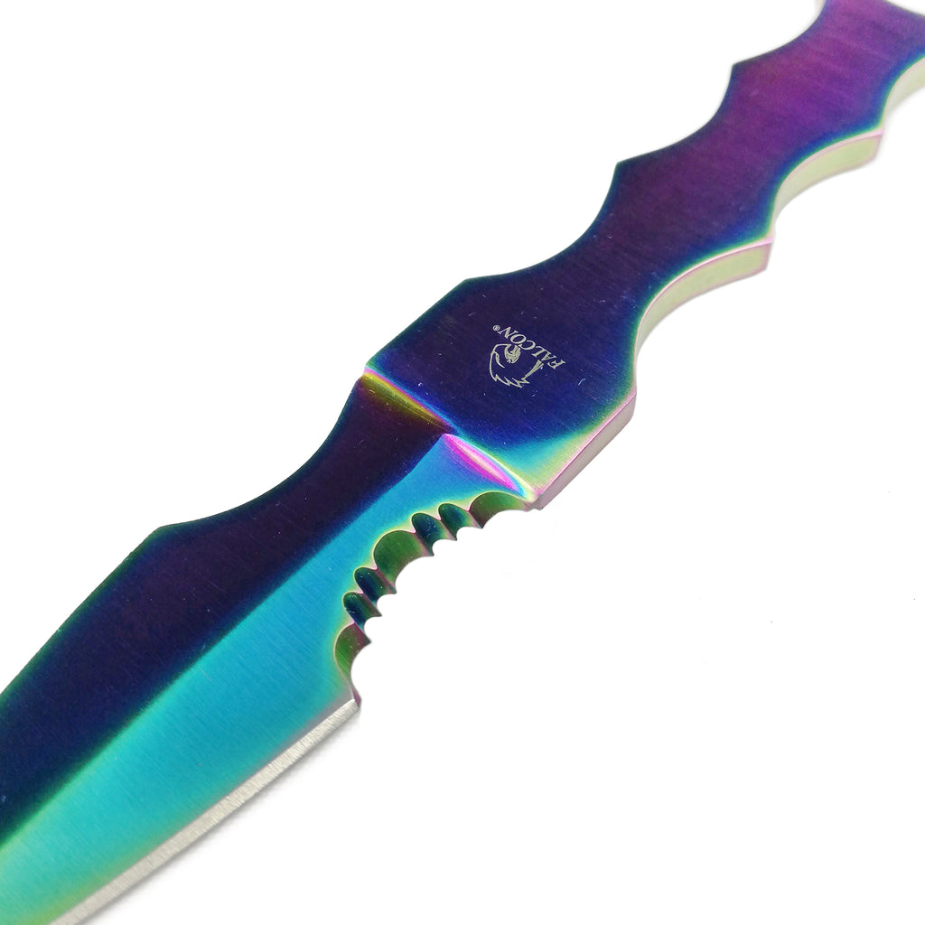 Wholesale Falcon Fixed Blade Rainbow Tactical Knife with a sleek design and vibrant colors