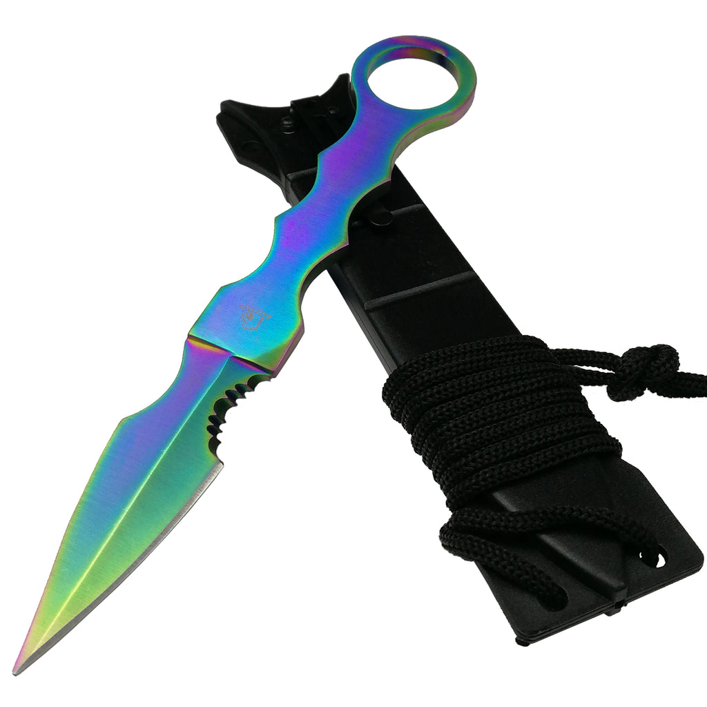 Wholesale Falcon Fixed Blade Rainbow Tactical Knife with sleek design and ergonomic handle