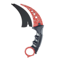 Wholesale Falcon Red Karambit Spider Web Training Knife with ergonomic grip and detailed design