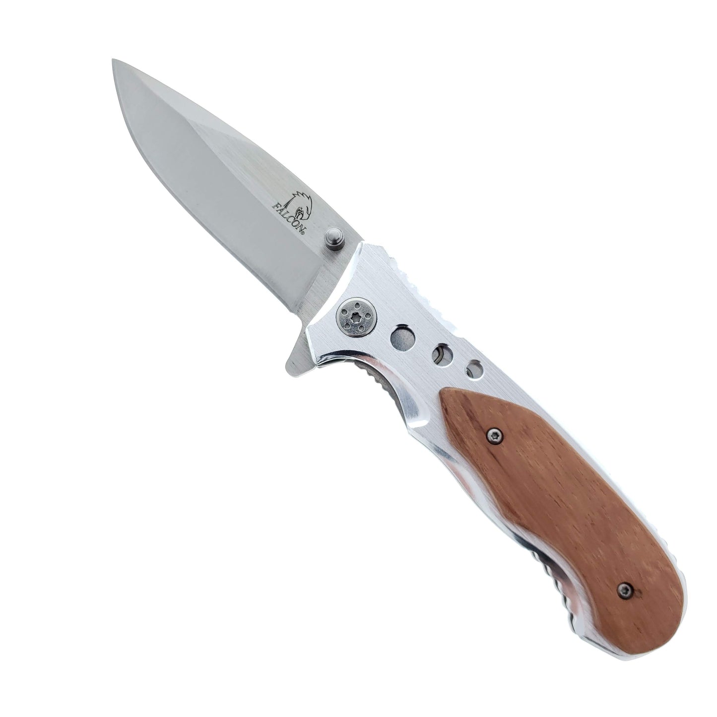 Wholesale Falcon Wood Handle Pocket Knife with Spring Assist for Retailers