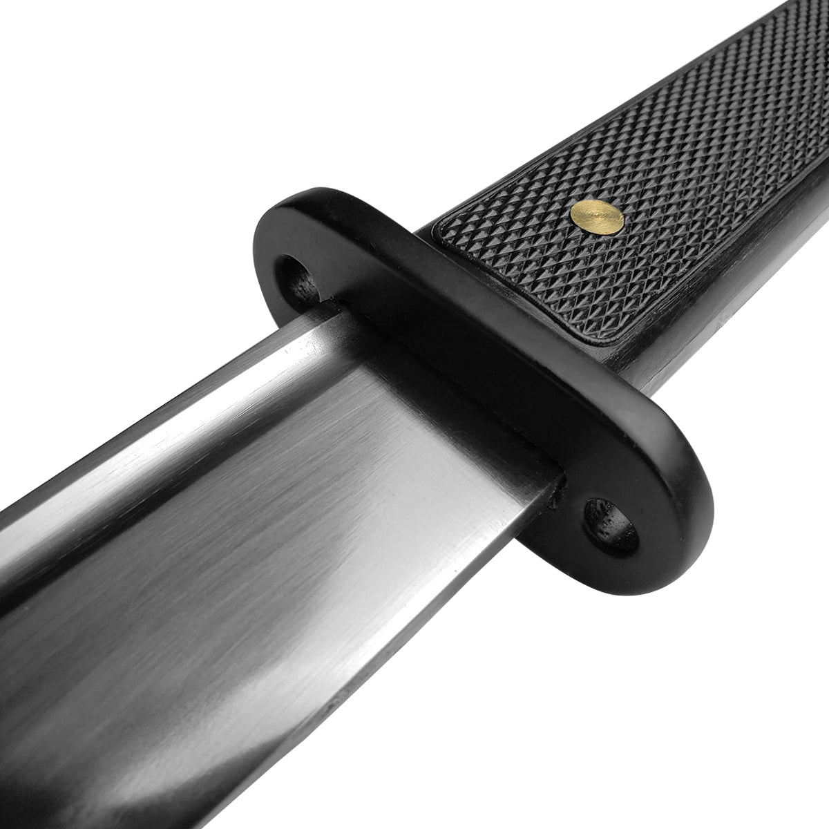 Close-up of the Wholesale Musashi Modern Tactical Samurai Katana blade and textured handle detail
