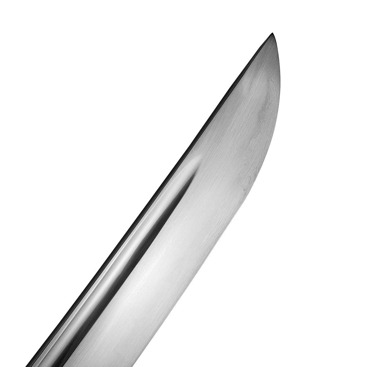 Close-up of the blade of a Wholesale Musashi Modern Tactical Samurai Katana showcasing its sharp design and craftsmanship