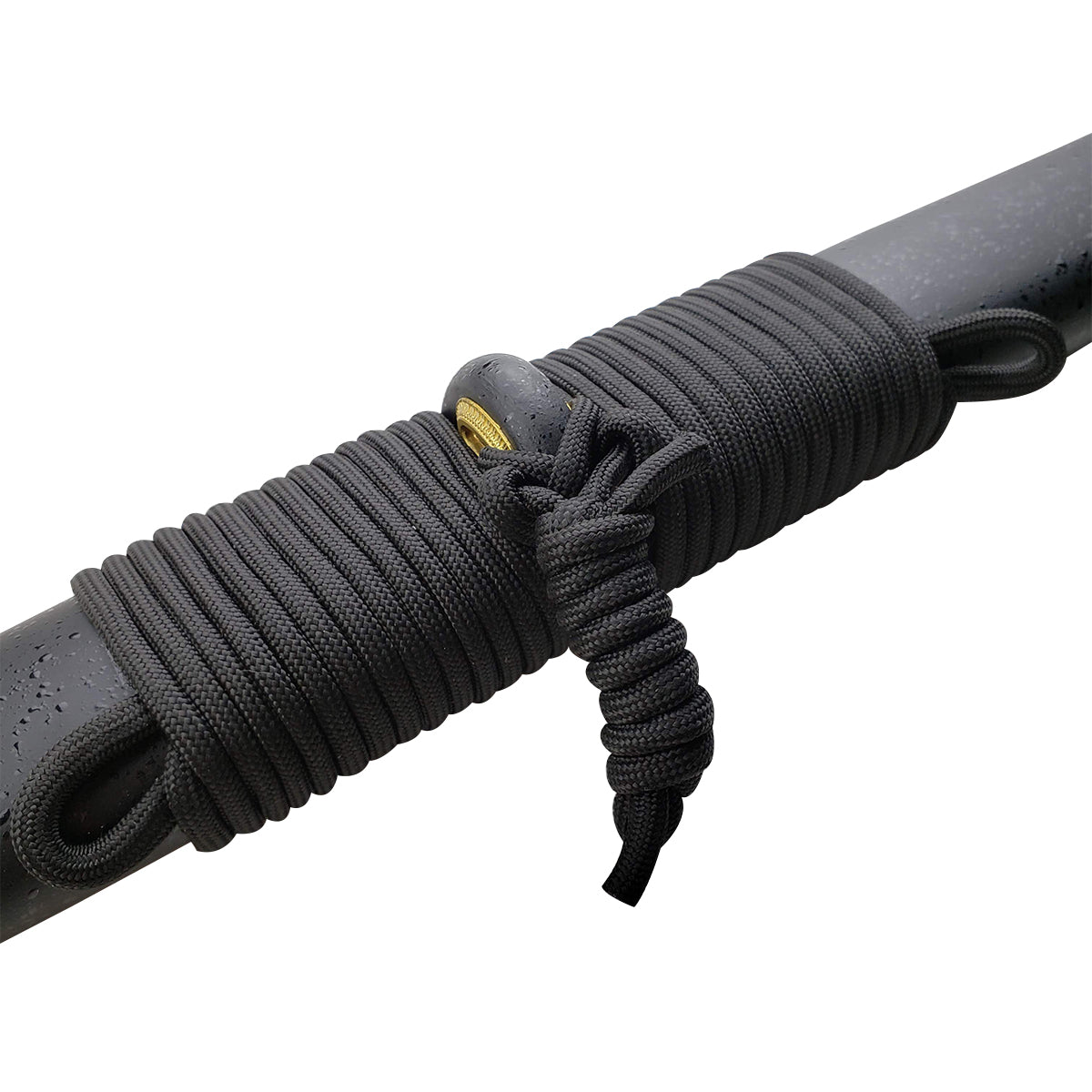 Close-up of Wholesale Musashi Modern Tactical Samurai Katana with black cord wrapping on the handle